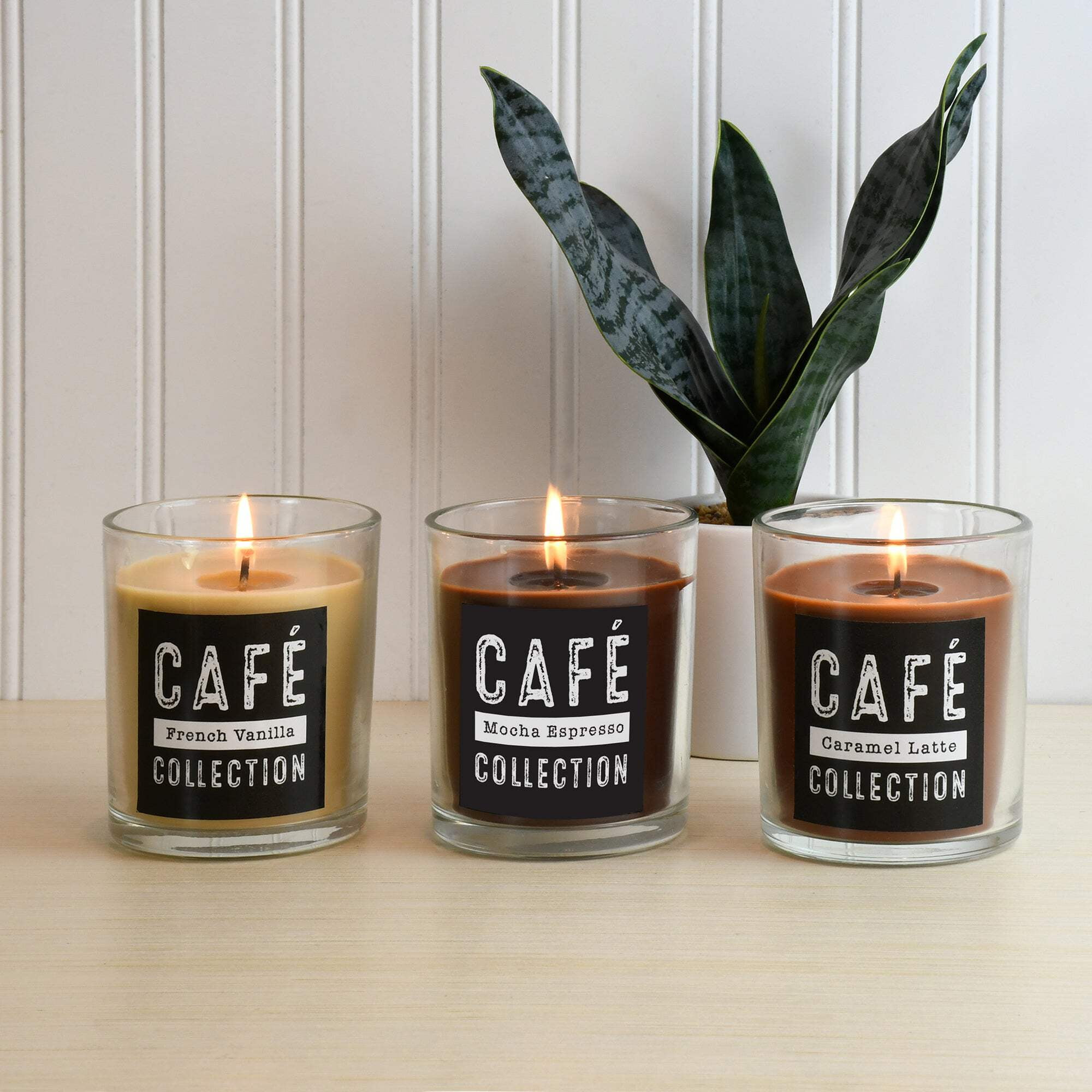 LumaBase Scented Coffee Collection Wax Candles - Set of 3 | Aromatic Home Fragrance