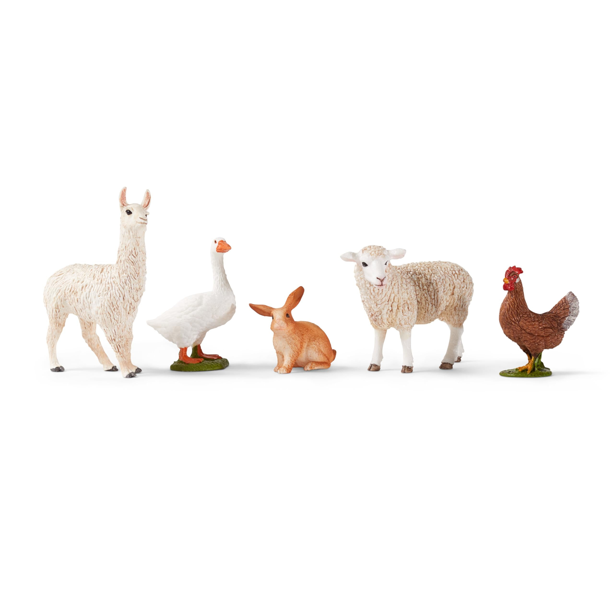 Schleich Farm World 5-Piece Farm Animal Toy Set including Cute Llama, Rabbit, Sheep, Hen and Goose Animal Toys for Toddlers & Kids Ages 3+