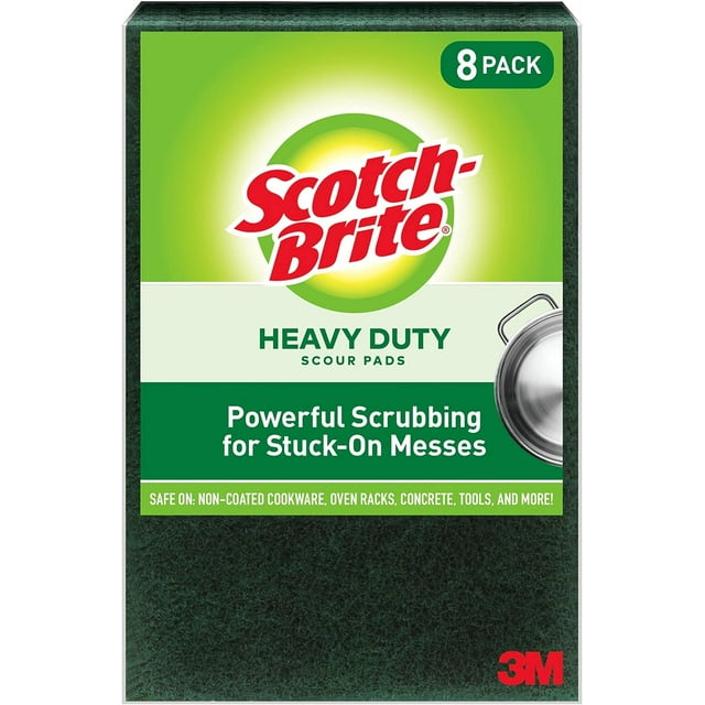 Scotch-Brite Heavy Duty Large Scour Pads, Scouring Pads for Kitchen and Dish Cleaning, 8 Pads