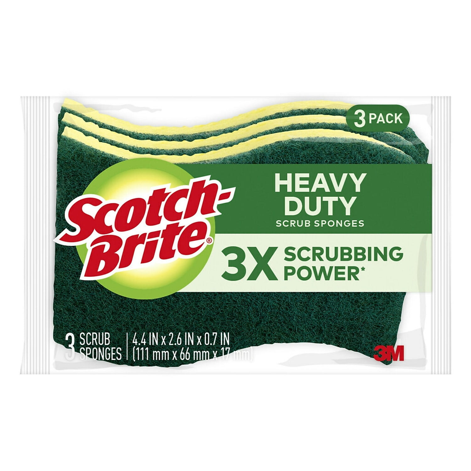 Scotch-Brite Heavy Duty Scrub Sponge Green/Yellow 3/Pack (HD-3) 517899