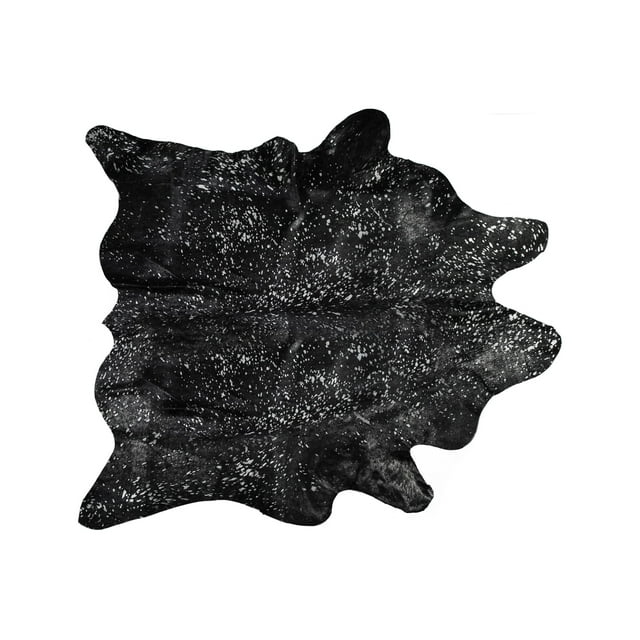 Scotland Cowhide Rug 6x7 Black Gold Natural Genuine Leather