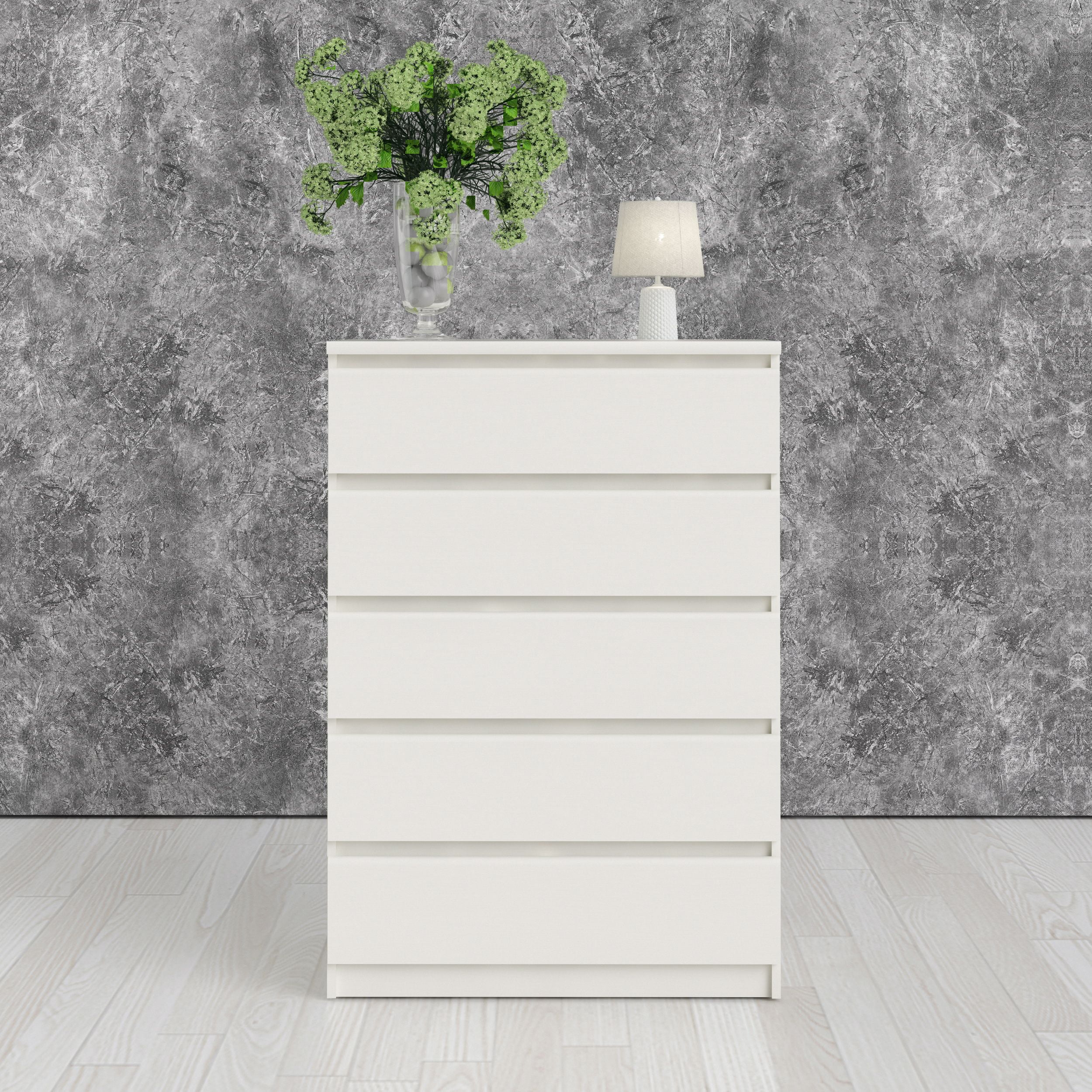 Tvilum, Scottsdale 5 Drawer Chest, White Woodgrain