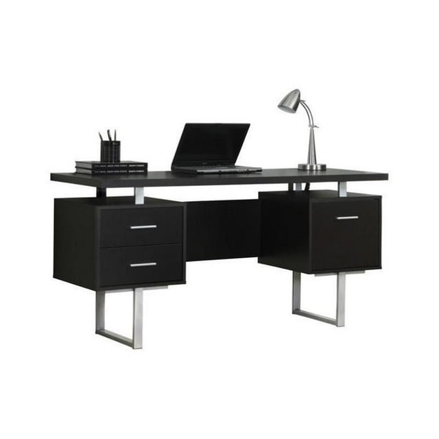 Computer Desk Home Office Laptop Storage Drawers 60"L Work Metal Brown