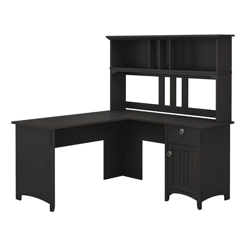 Scranton & Co 60" Wood L Shaped Desk with Hutch in Vintage Black