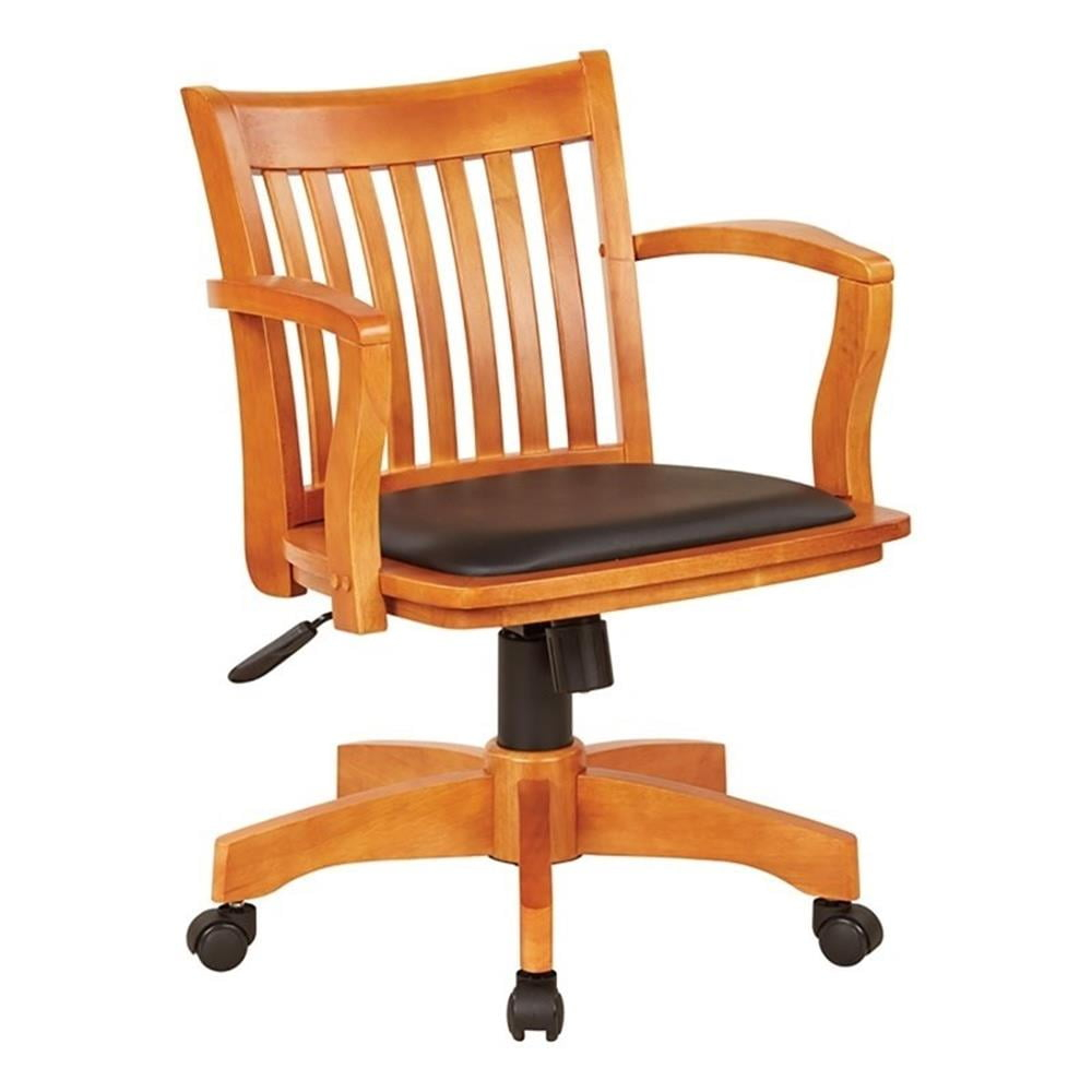 Scranton & Co Traditional Wood/Vinyl Deluxe Bankers Office Chair in Brown