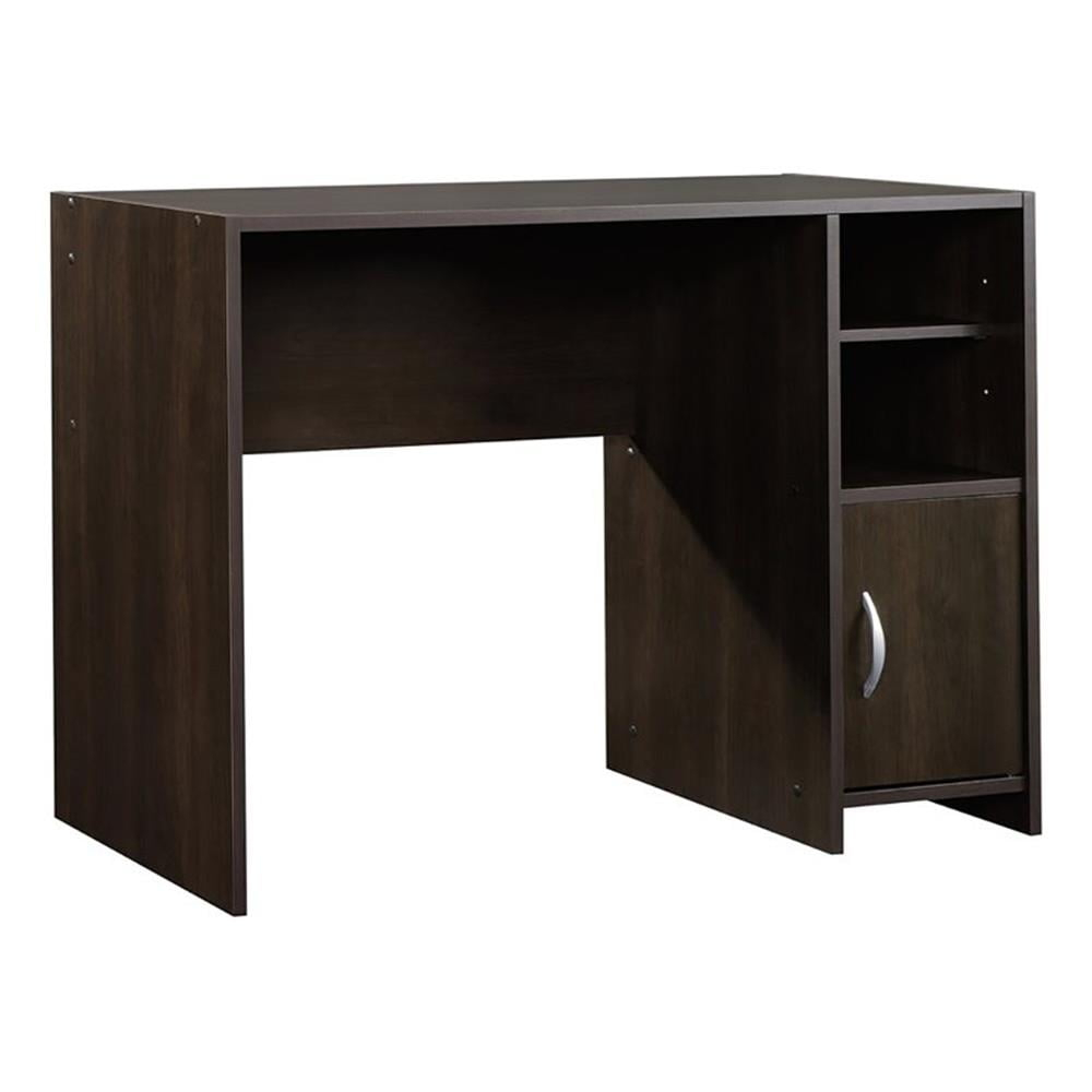 Sauder Beginnings Computer Desk with Side Shelves & Cabinet in Cinnamon Cherry