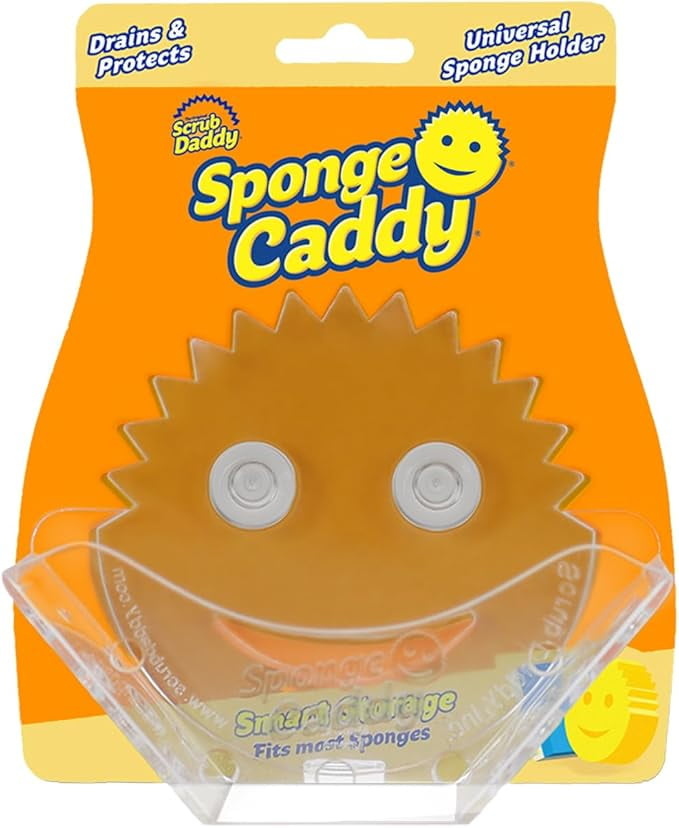Scrub Daddy Sponge Sponge Caddy - Suction Sponge Holder, Sink Organizer Kitchen Bathroom, Self Draining, Easy Dishwasher Safe, Universal Sponges Scrubbers