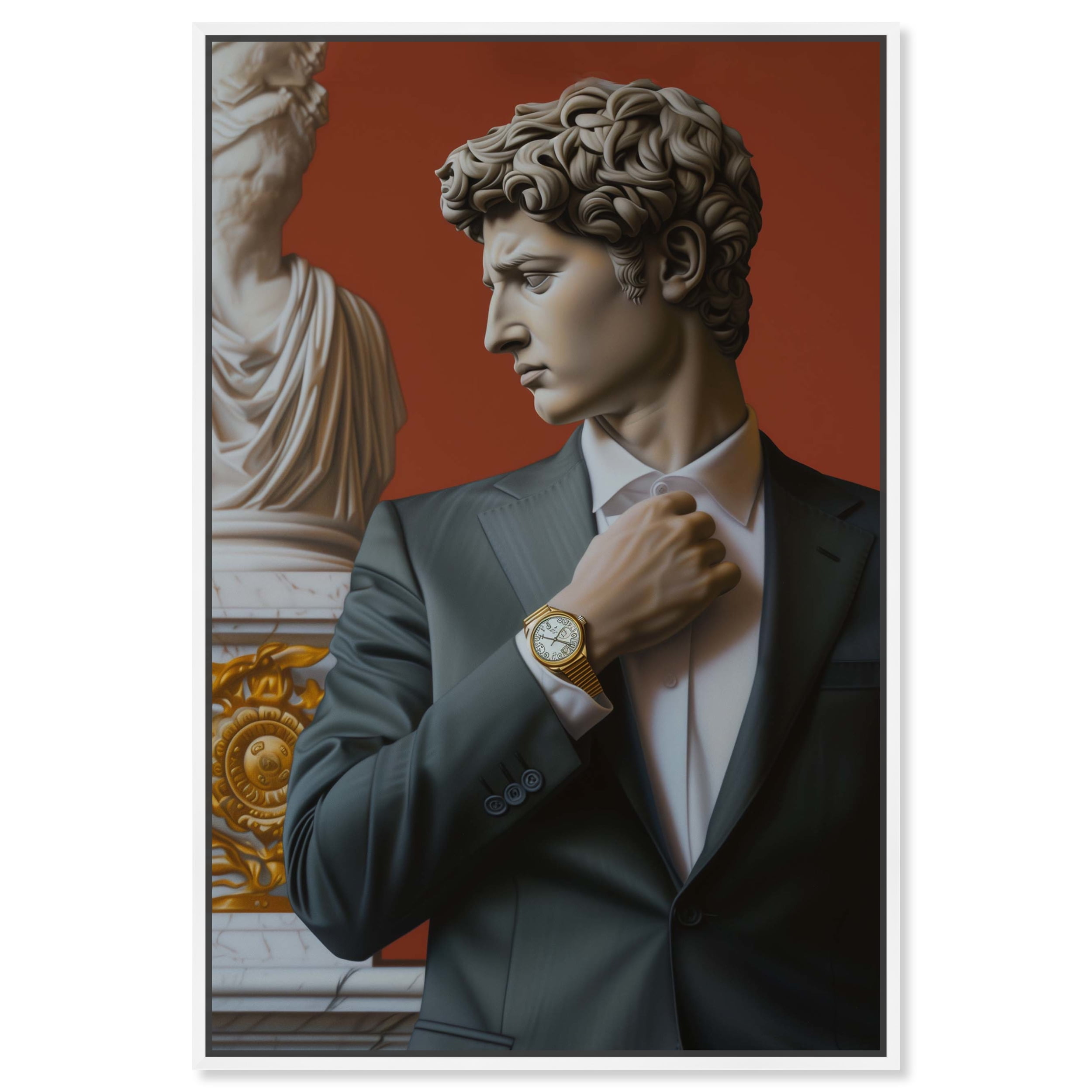 Sculpture With Style Men Style Man Cave Canvas Wall Art by Notoriart, White Floater Frame, 11" x 16"