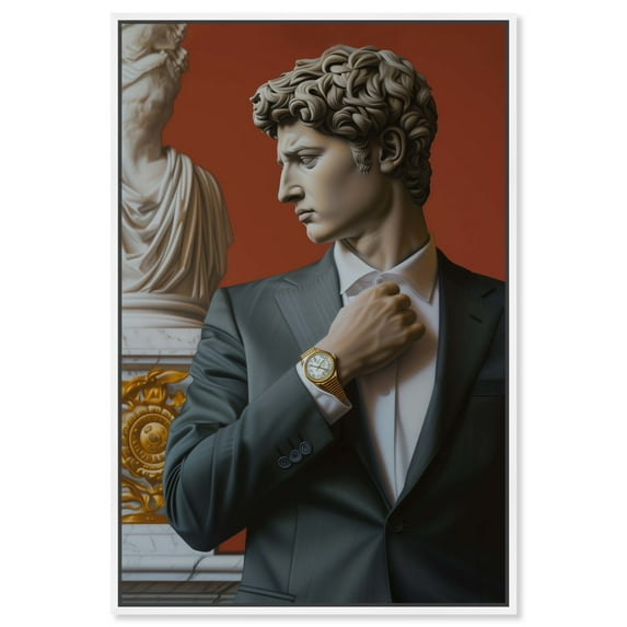 Sculpture With Style Men Style Man Cave Canvas Wall Art by Notoriart, White Floater Frame, 11" x 16"