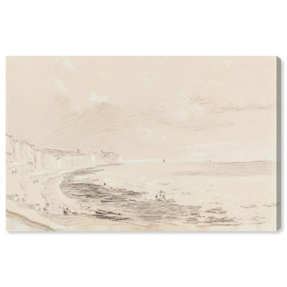 Sea Coast Scene 19th Century Canvas Coastal Classic Art by Art Remedy, Gallery Wrapped, 36" x 24"
