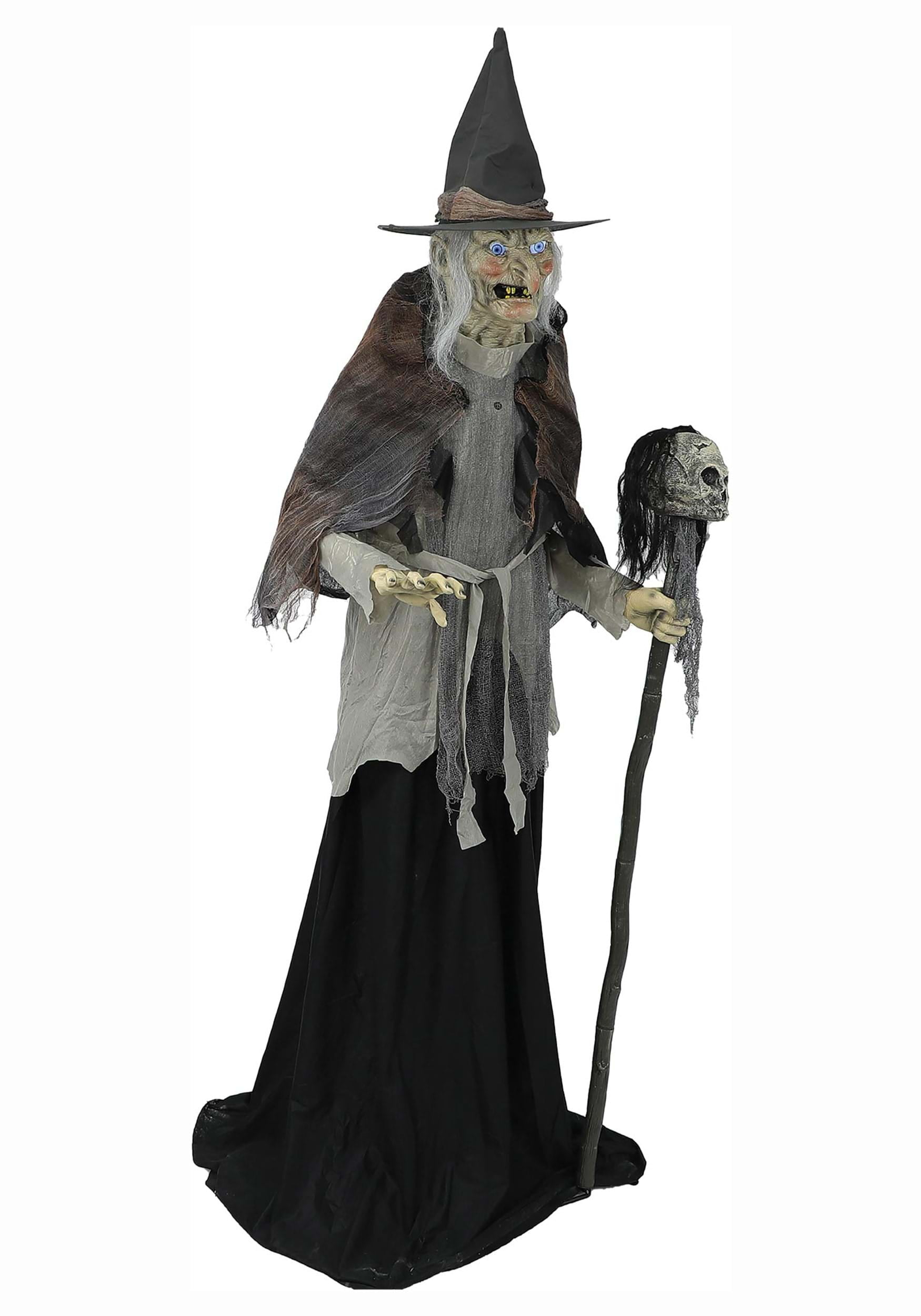 Halloween Express  Lunging Witch With Digital Eyes Halloween Decoration - Size 72 in - Black