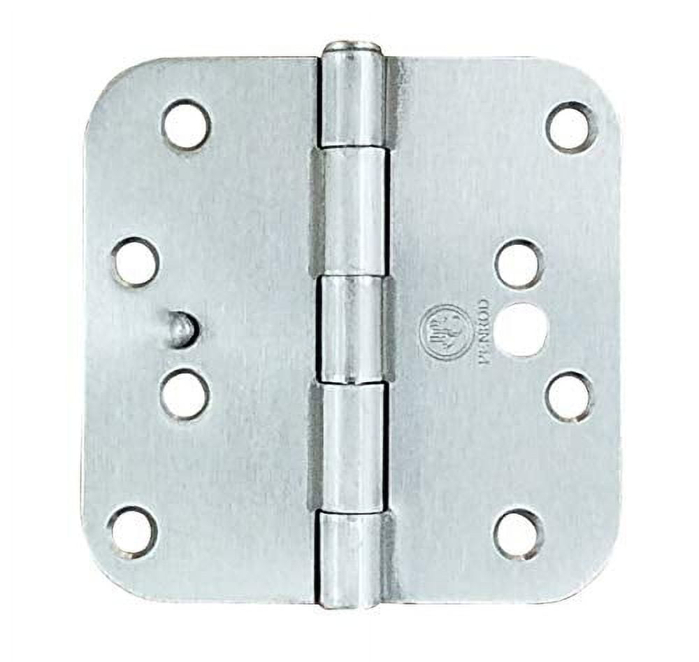 Security Door Hinges - Satin Nickel - 4" Inch with 5/8" Radius - Security Tab - 3 Pack