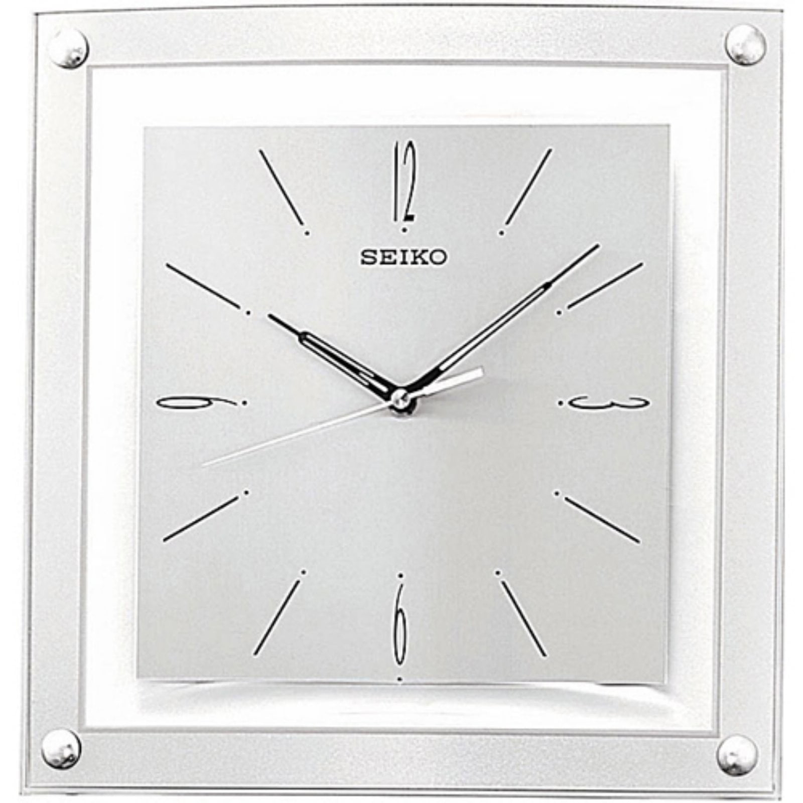 Seiko Wall Clock Quiet Sweep Second Hand Clock Silver-Tone Metallic Case