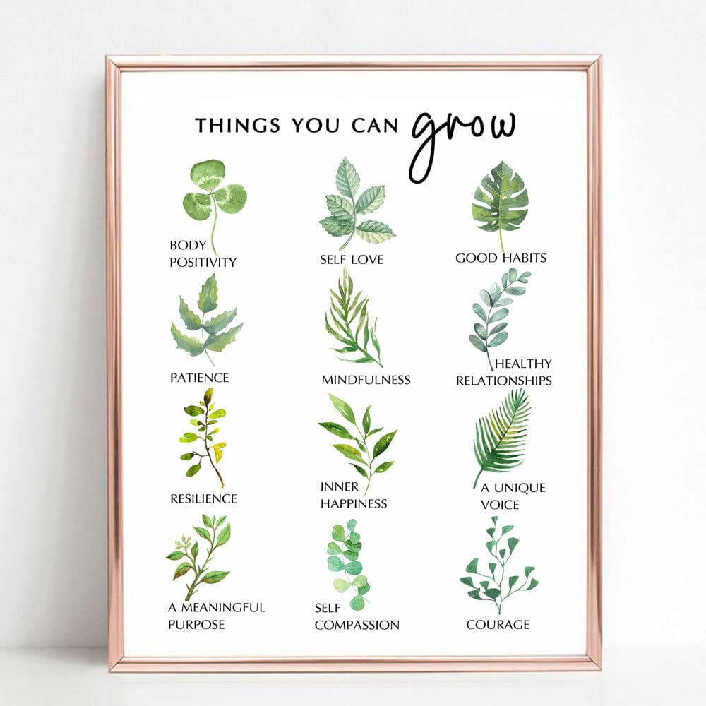 Self Growth Print Mental Health Wall Decor Mindfulness Art Print Therapy Office Decor Counselor Office Wall Art Self Development Poster Things You Can Grow (8x10 inches, Art Print without Frame)