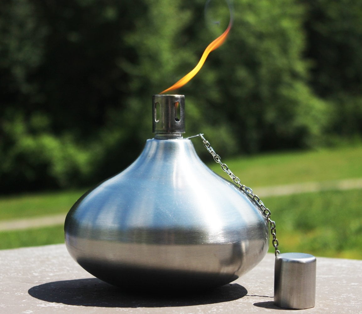 Seraphic Metal Citronella Torches for Outside - Large 30oz Table Top Torch, Stainless Steel