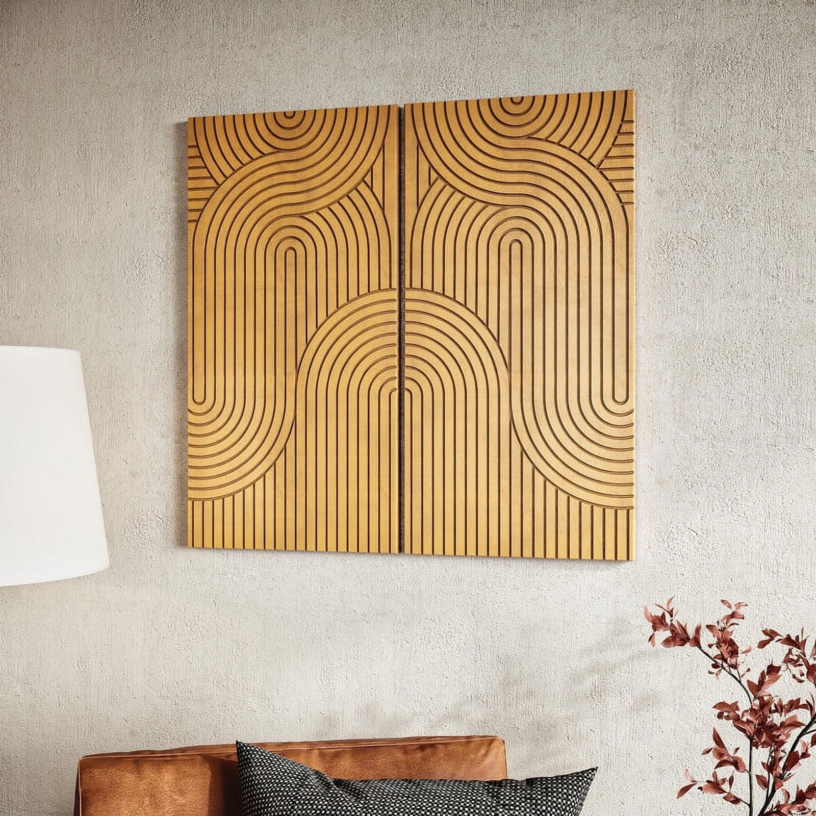 Seraphina Brown Abstract Wood Modern Wall Art Set of 2