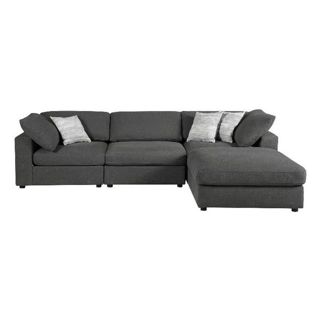 Coaster Serene 4-Piece Fabric Upholstered Sectional with Ottoman in Charcoal