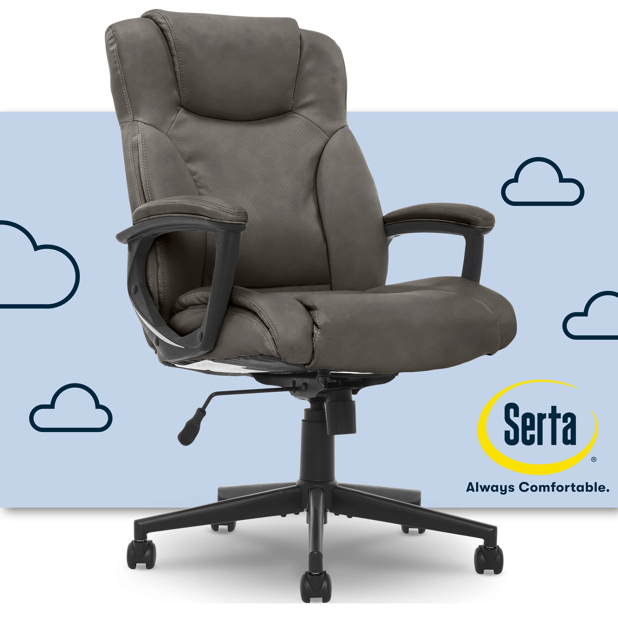 Serta Connor Office Chair Gray Bonded Leather