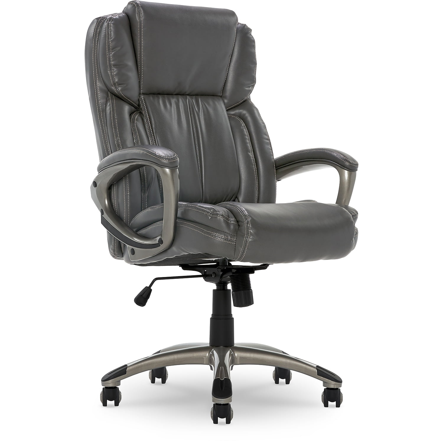 Serta Works Bonded Leather Executive Office Chair Harvard Gray (CHR200113) 43520COSS