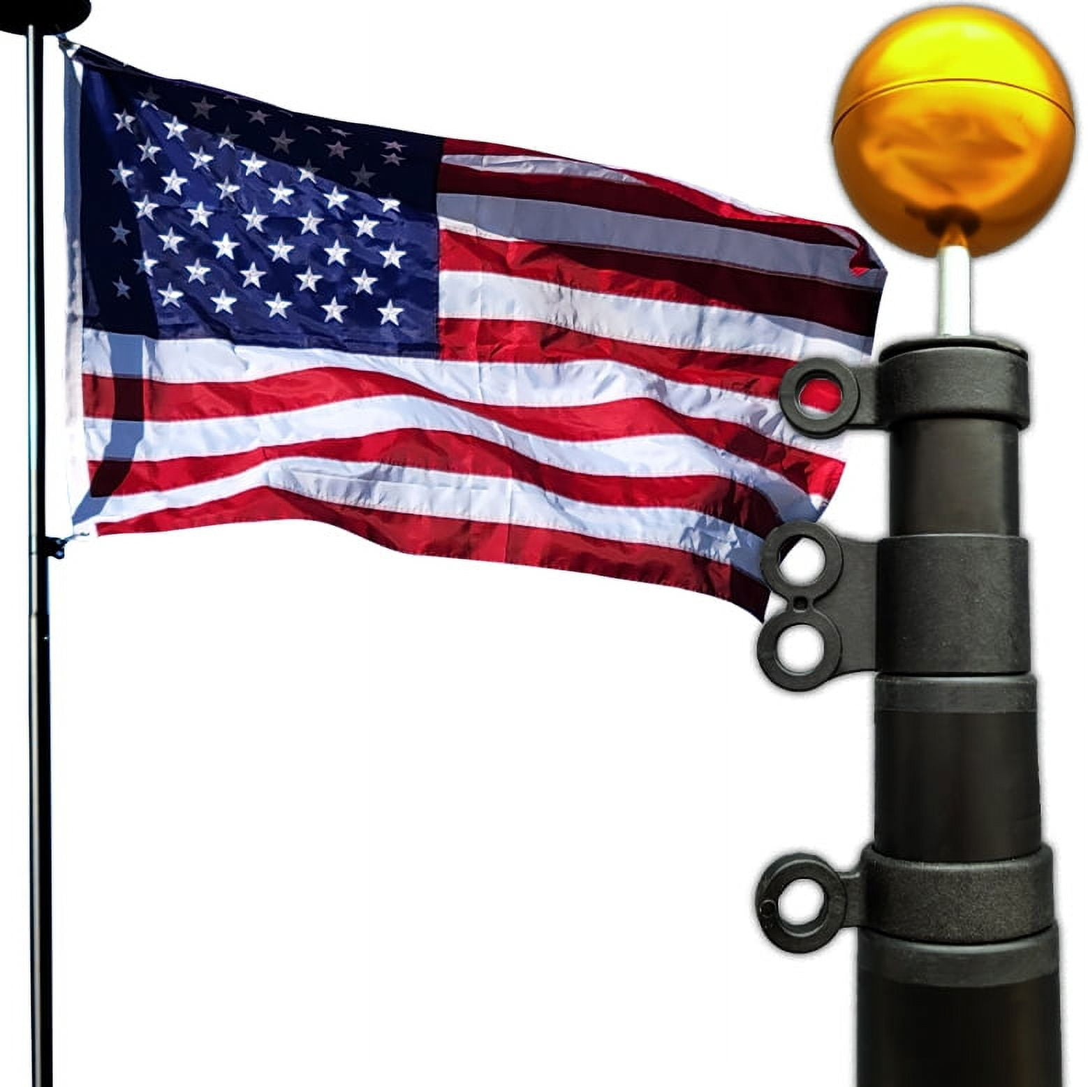 Service First Telescoping Flagpole Freedom Edition Black