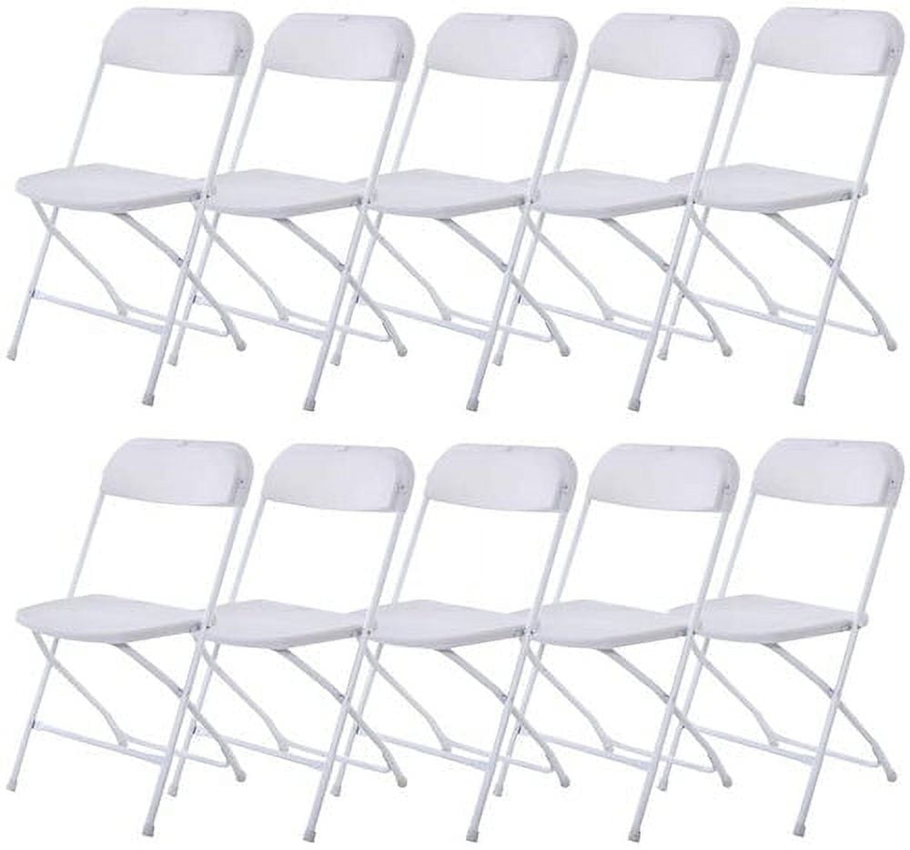 COVERONICS 10 Pack Plastic Folding Chair, Portable Steel Frame Party Chairs Seating, Indoor/Outdoor Stackable Commercial Chair for Home, Office, Weddings & Events, 550lbs Weight Capacity, White