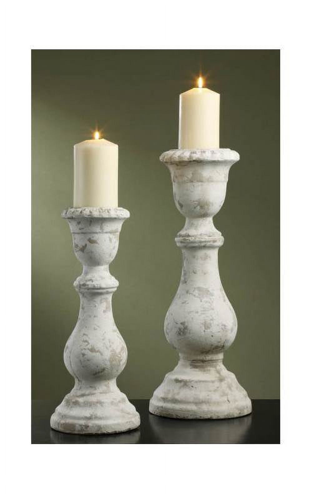 Set of 2 Newport Candleholders Resin White standing 16"/20"HT