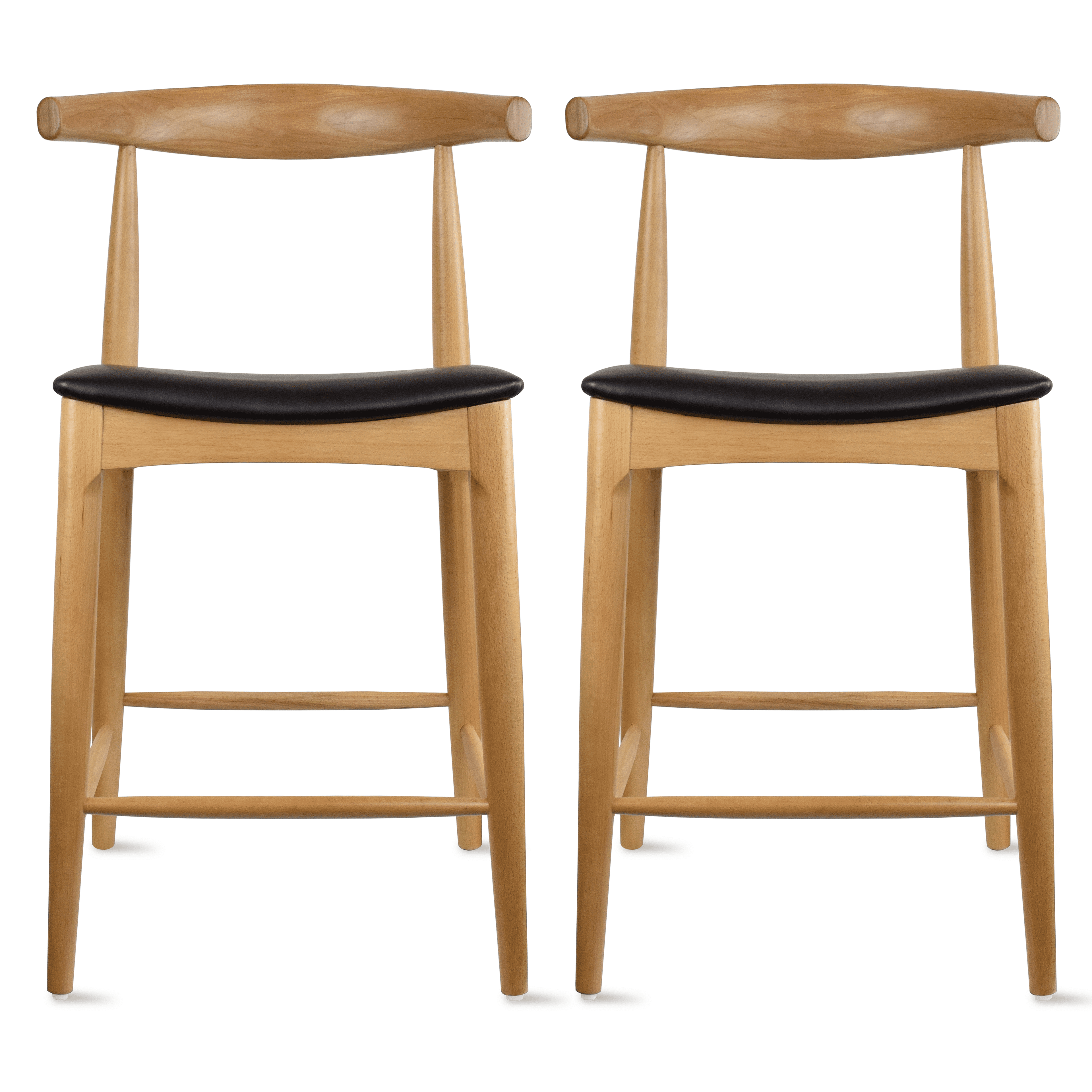 2Xhome PU Leather Modern Bar Stool, Natural (Set of 2)