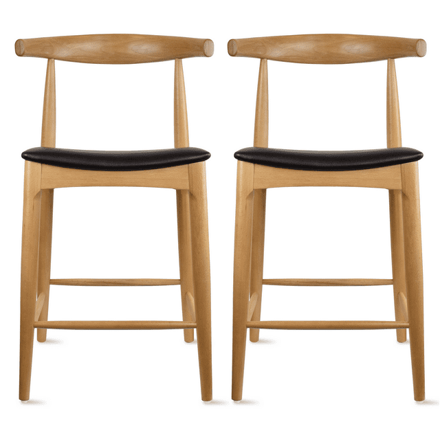 2Xhome PU Leather Modern Bar Stool, Natural (Set of 2)