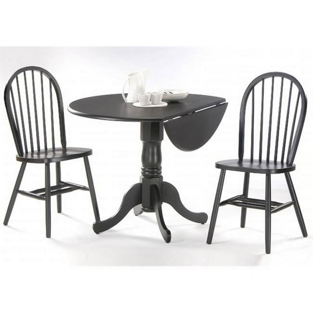 Set of 3 pcs - 42 in. Dual Drop Leaf Table with 2 Windsor Chairs