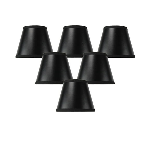 Set of 6 Black Parchment Gold-Lined Chandelier Candle Clip Lamp Shade 3x5x4