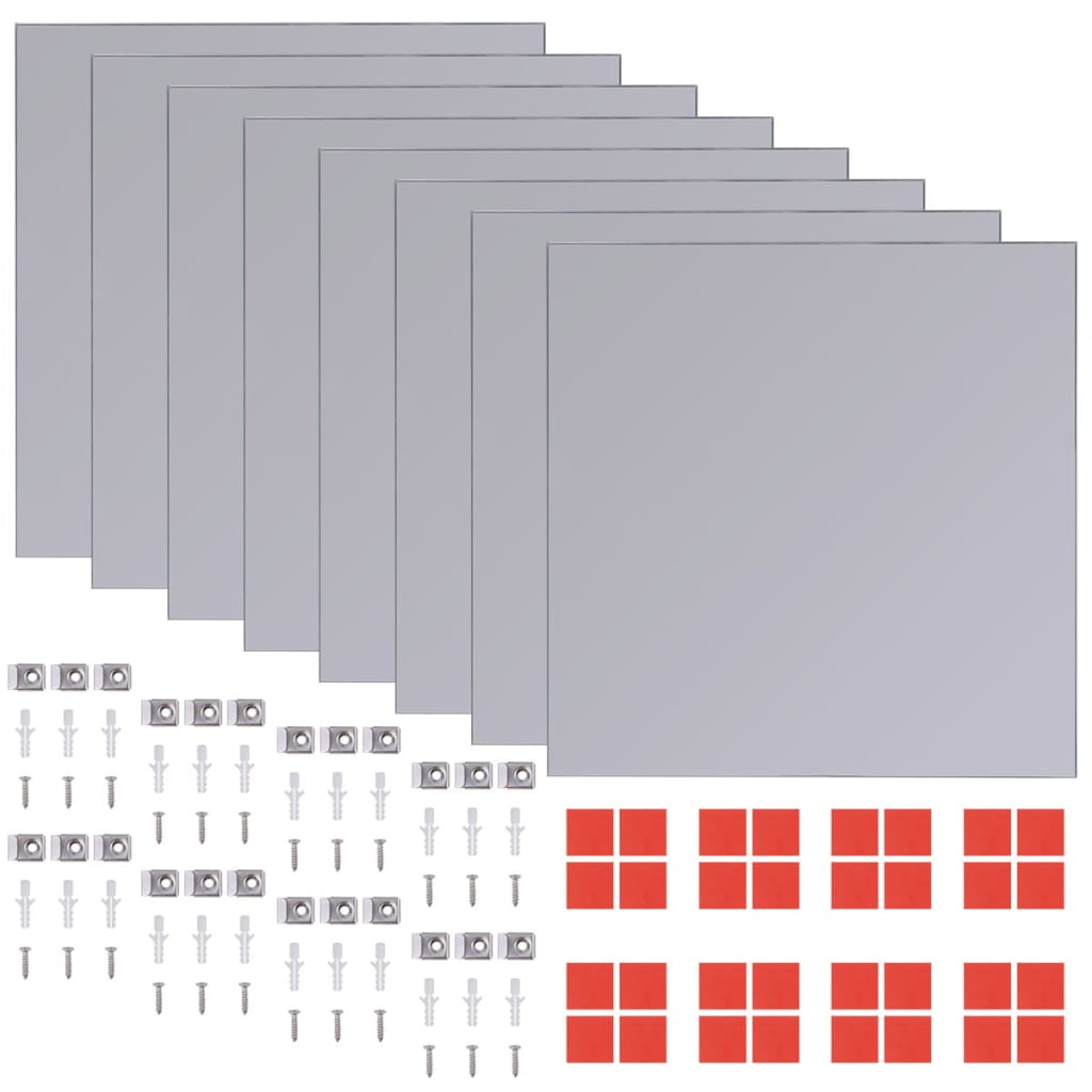 Set of 8 Framel Glass Mirror Tiles - 8.1 Inches