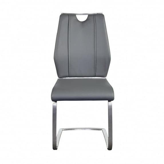 Set of Two Light Gray Faux Leather Cantilever Chairs