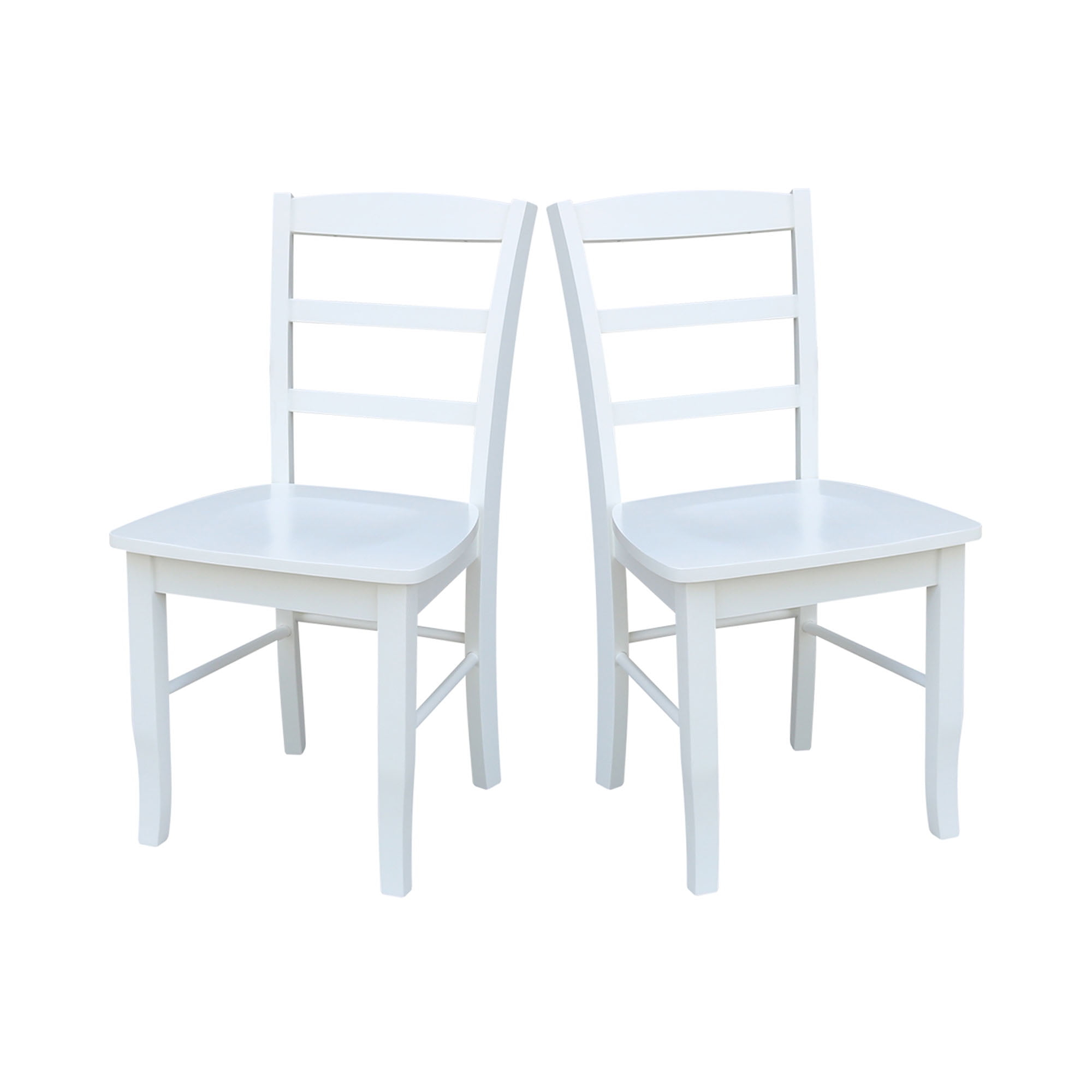International Concepts Set of Two Madrid Solid Wood Ladderback Chairs in White