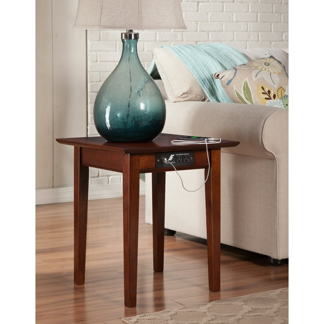 Shaker End Table with Charger, Walnut