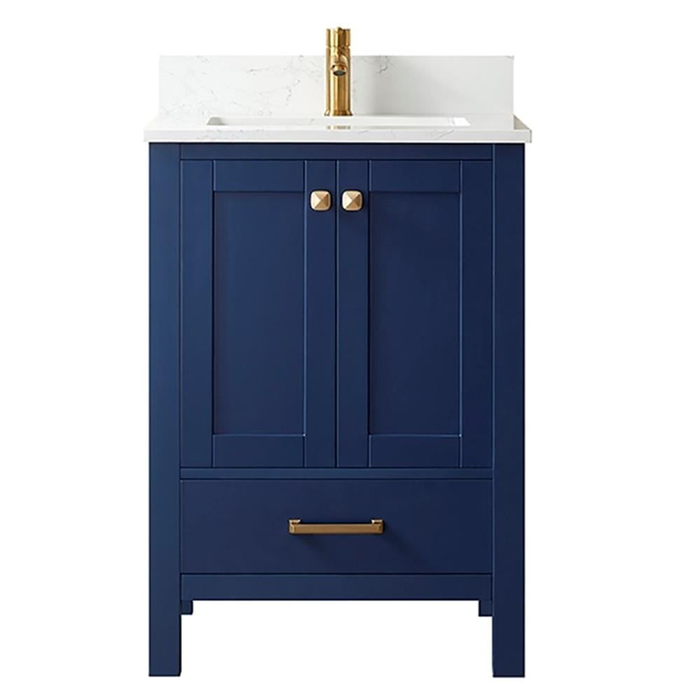 Shannon 24" Single Sink Bathroom Vanity White Stone Top in Blue No Mirror