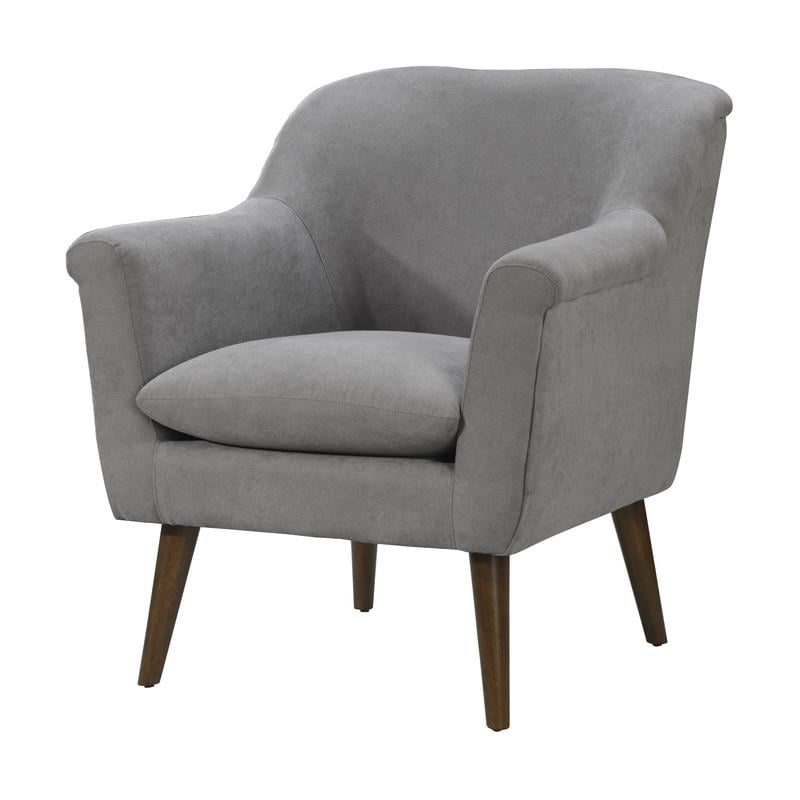 Shelby Steel Gray Woven Fabric Oversized Armchair with Walnut Finish Wooden Legs
