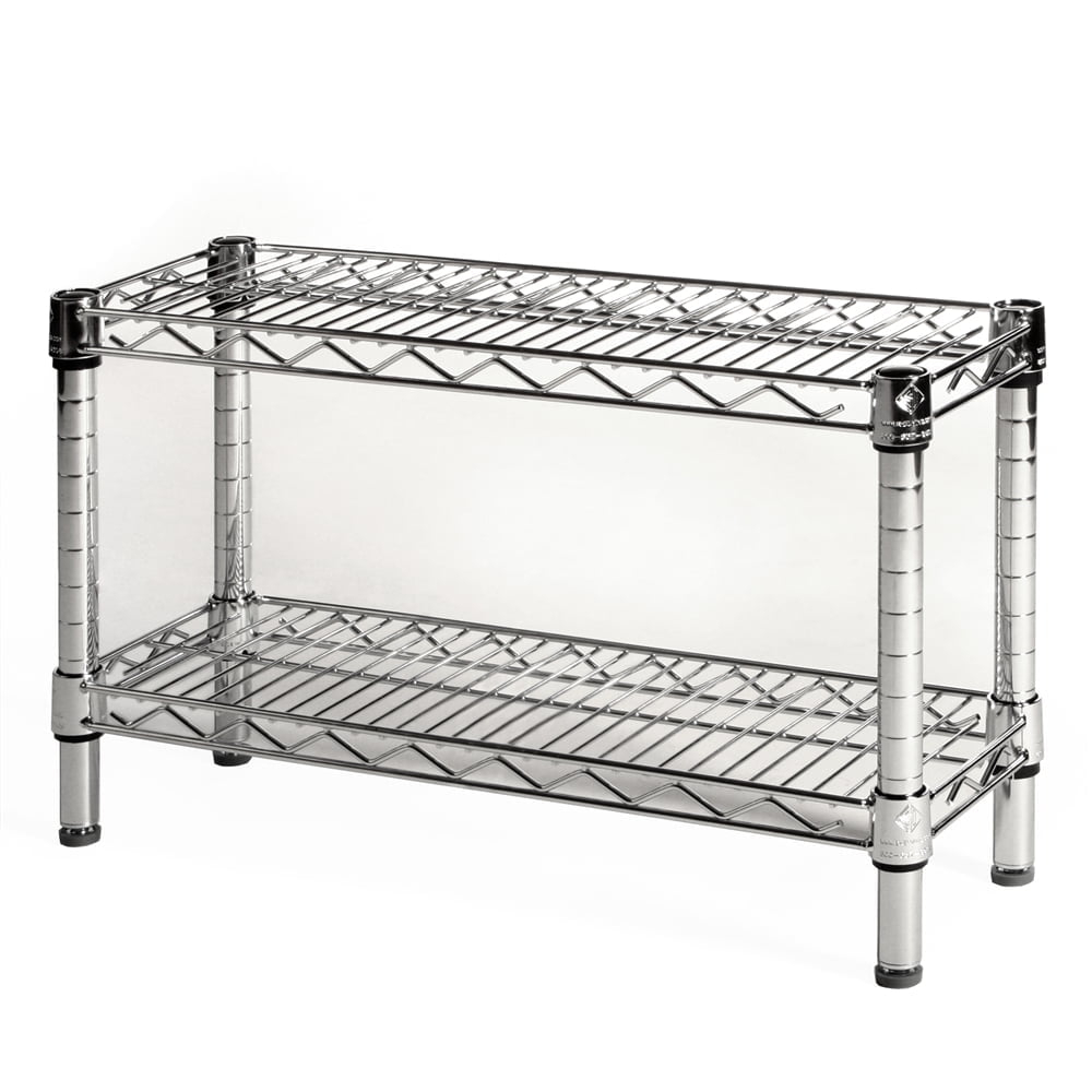Shelving.com Chrome Wire Shelving with 2 Tier Shelves - 8"d x 24"w x 14"h