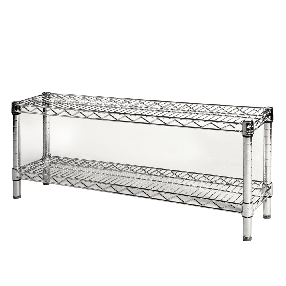 Shelving.com Chrome Wire Shelving with 2 Tier Shelves - 8"d x 36"w x 14"h
