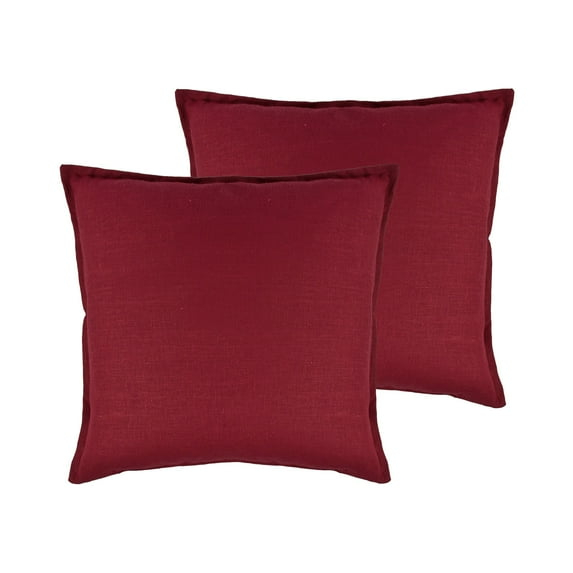 Sherry Kline Lombard Almohada Decorativa Reversible de Lino de 20 Pulgadas (Juego de 2) Pluma Roja