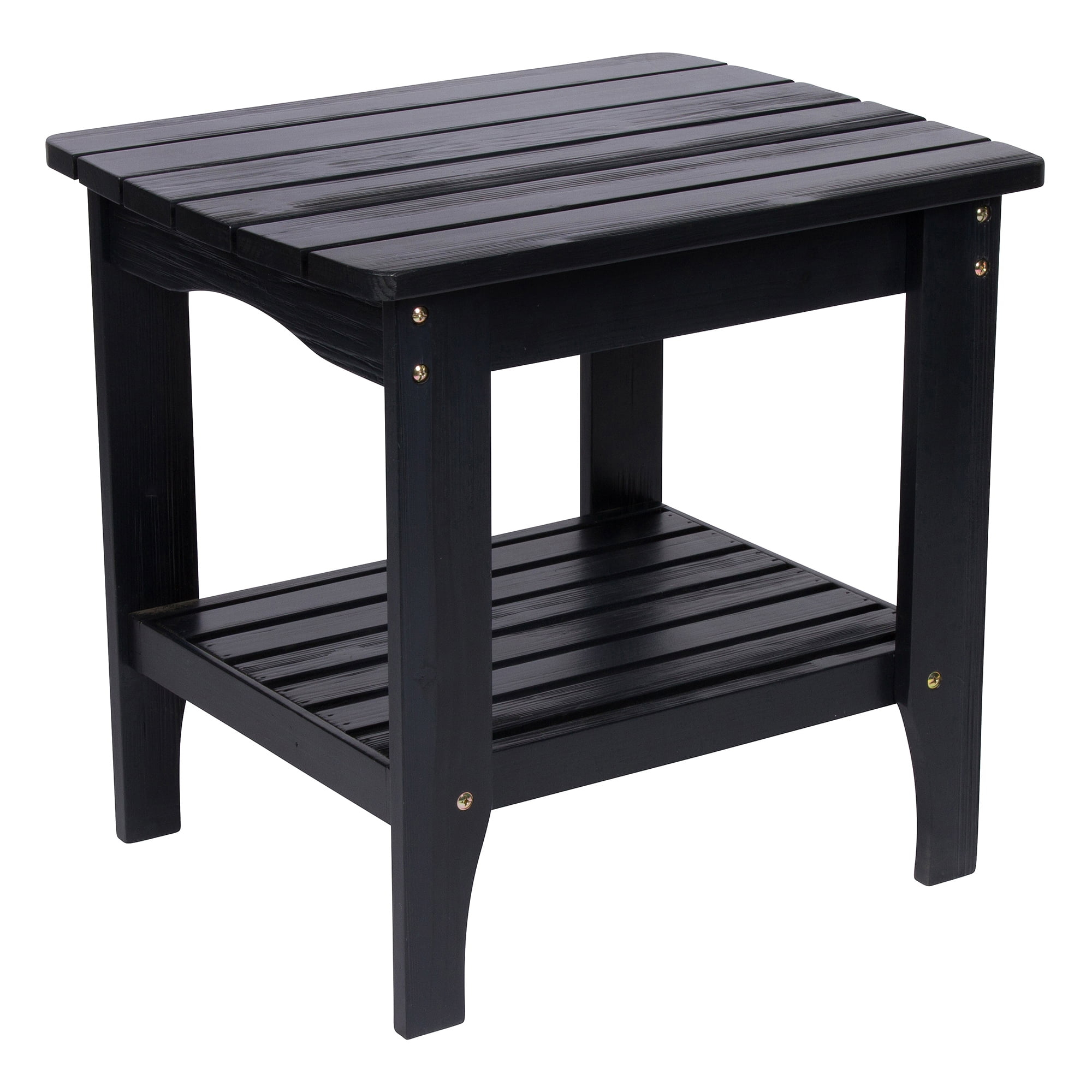 Shine Company Rectangular Traditional Wood Indoor/Outdoor Side Table in Black