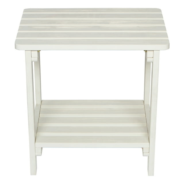 Shine Company Rectangular Traditional Wooden Indoor/Outdoor Side Table in White