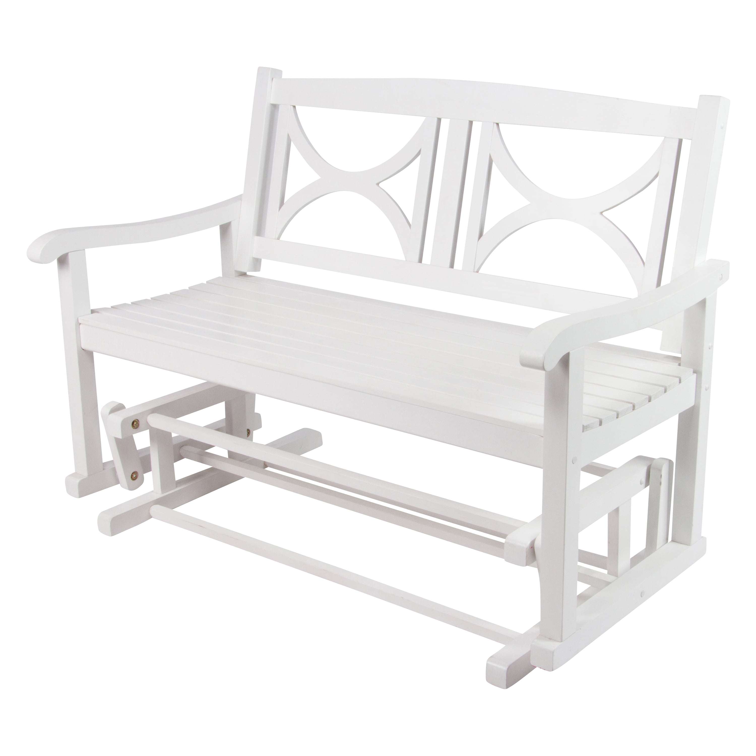 Shine Company Traditional Hardwood Patio Porch Glider Bench in White