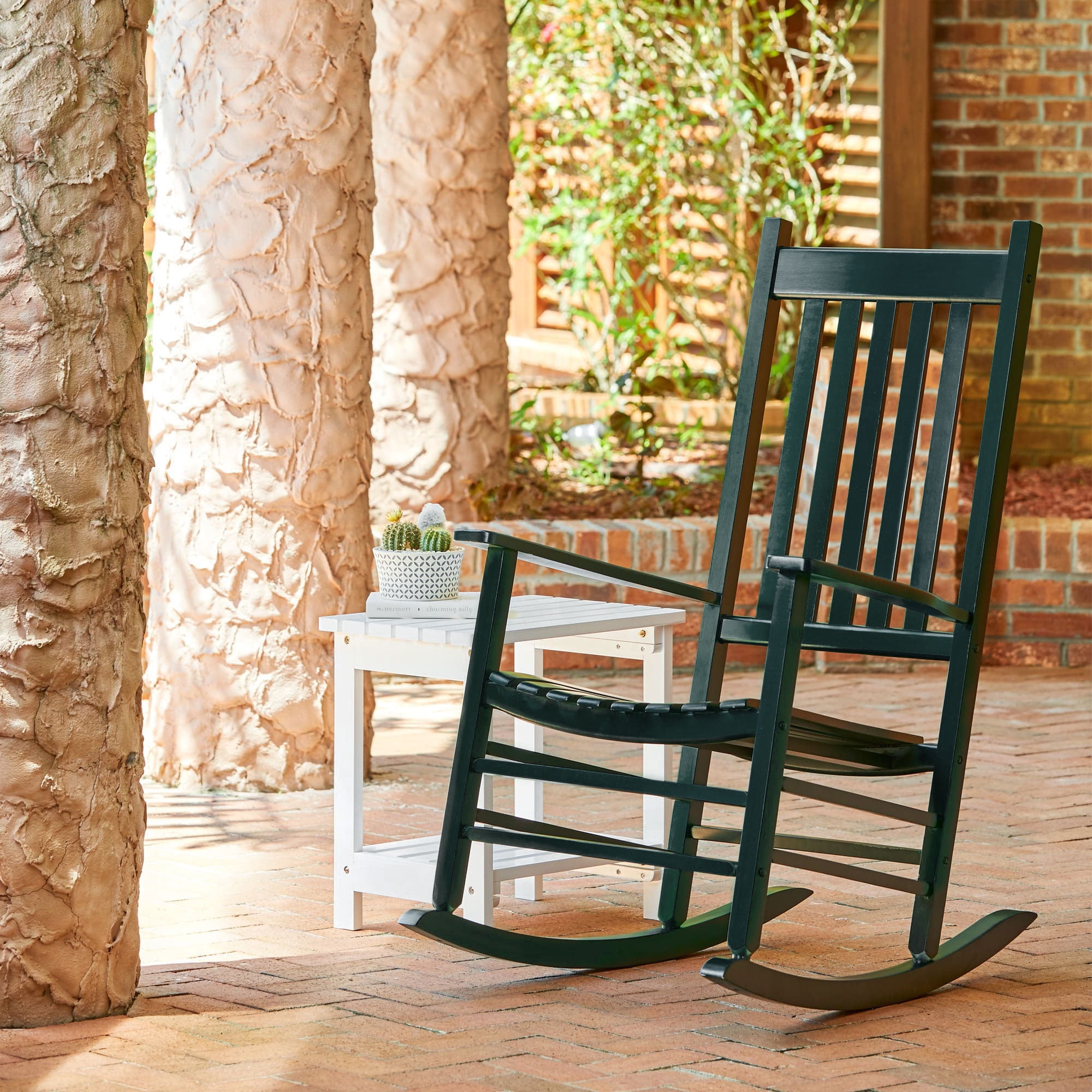 Shine Company Traditional Hardwood Indoor/Outdoor Patio Porch Rocker in Green