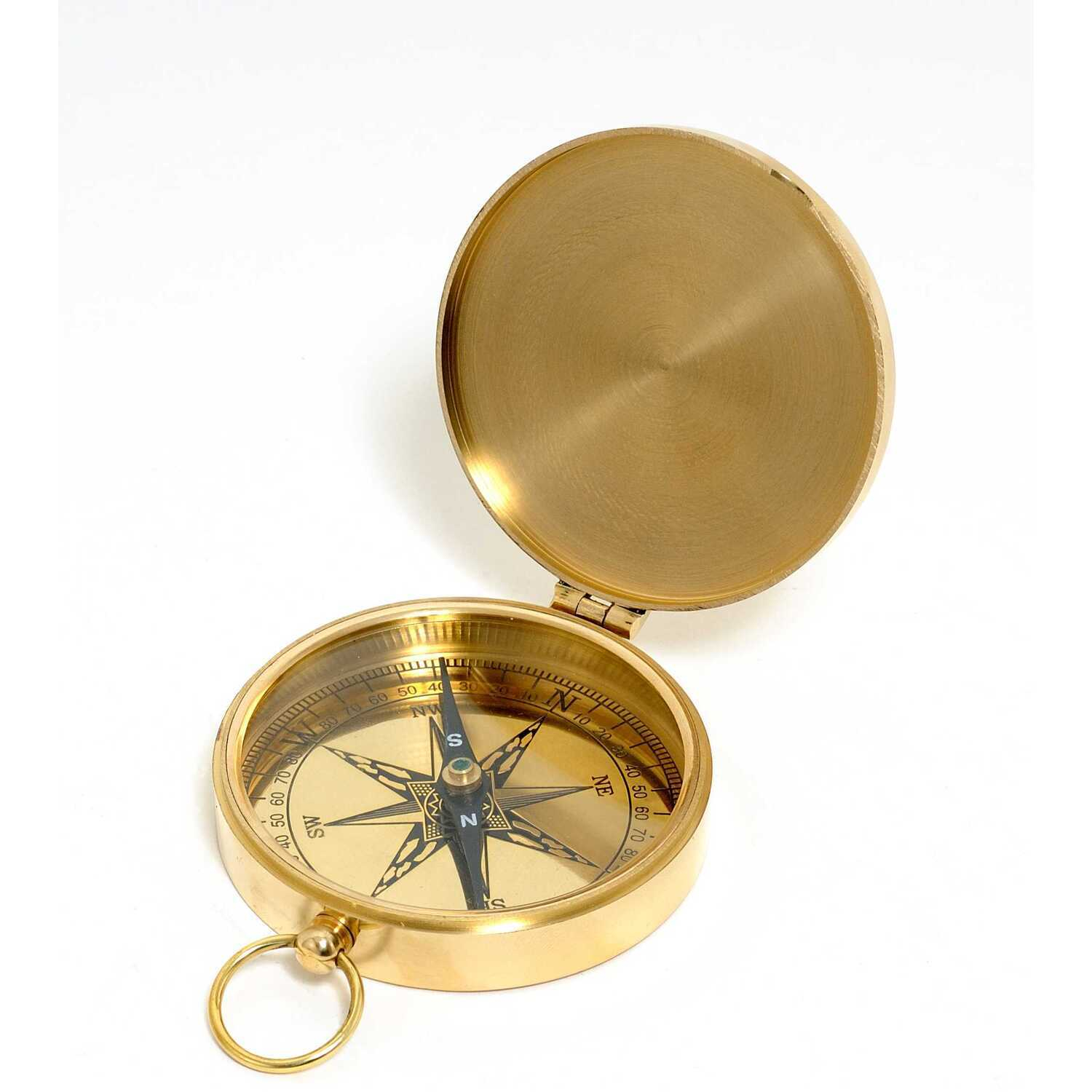 Shiny Brass Marine Compass with Lid