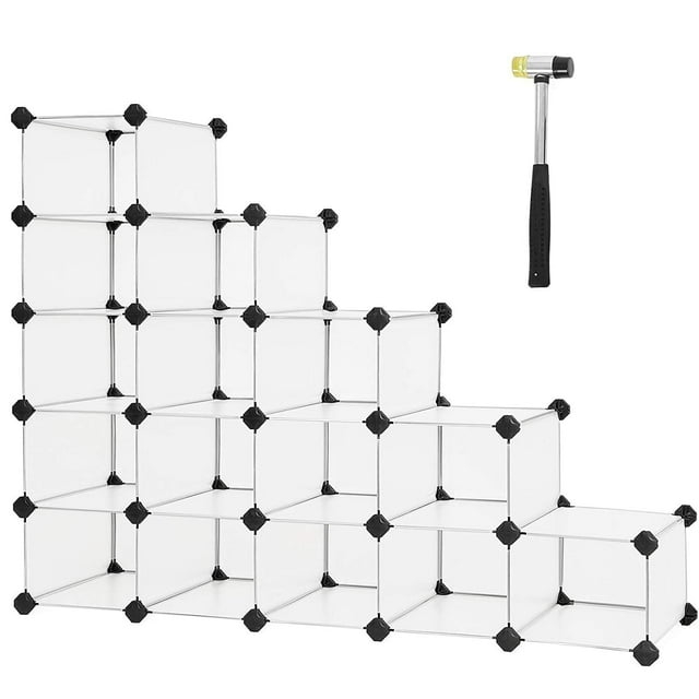 16-Cube Shoe Rack Organizer – Modular Plastic Storage Cabinet for Entryway, Closet, Hallway, Space-Saving Shoe Shelf for Bedroom , Bathroom