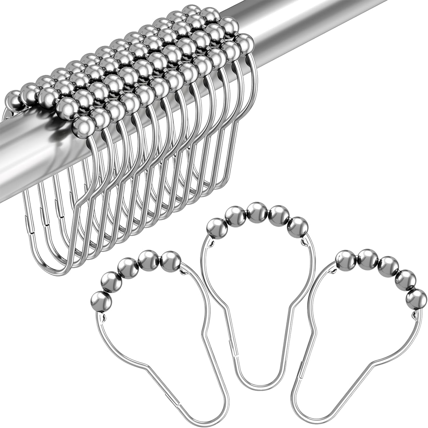 12PCS Shower Curtain Hooks,DIY Dragonfly Pendant Decorative Shower Curtain Rings,Anti-Rust Metal Shower Hooks, Cute Decor for Bathroom, Baby Room, Bedroom, Living Room