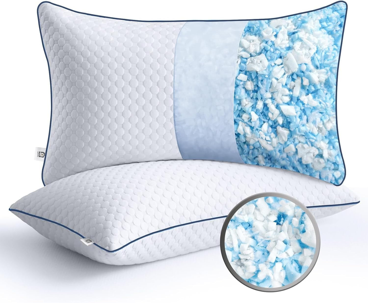 Arsny Cooling Queen Shredded Memory Foam Bed Pillows - Gel-Infused (2 Count)