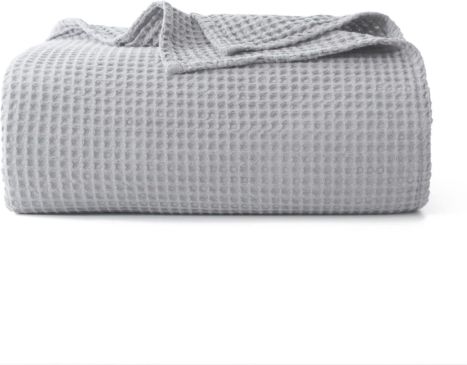 Shunjie.Home 100% Cotton Waffle Bed Blanket Queen Size, Throw Blanket for Couch All Seasons (Silver Grey, 90x90)