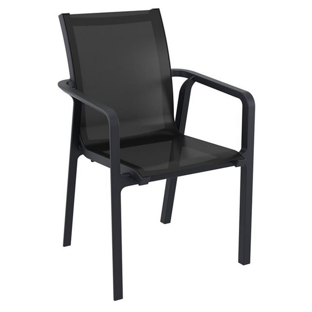 Siesta Pacific Sling Arm Chair Black Frame Black Sling, Set of 2