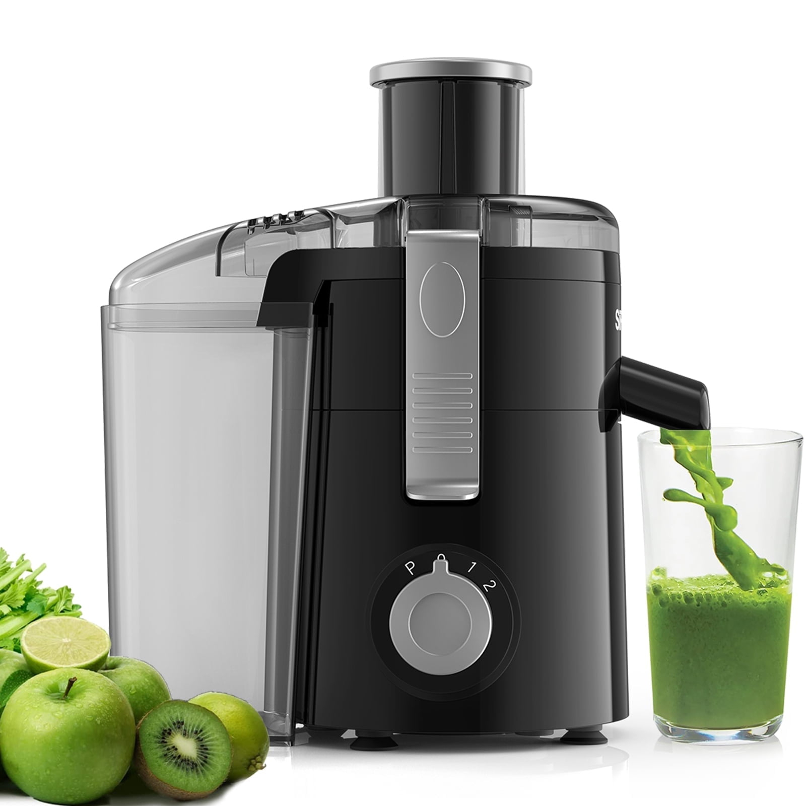 SiFENE 350W Centrifugal Juicer Machine, 2.5" Wide Chute, 3 Speed Setting, Compact Design, Easy to Clean, Black